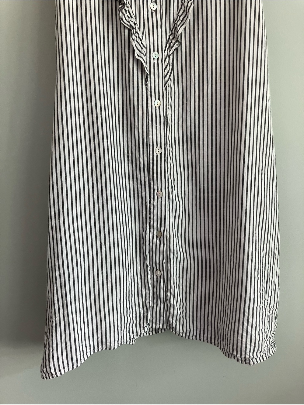 ENTRO Blue and White Striped Floral Embroidered Shirt Tank Dress Size S - Picture 6 of 14